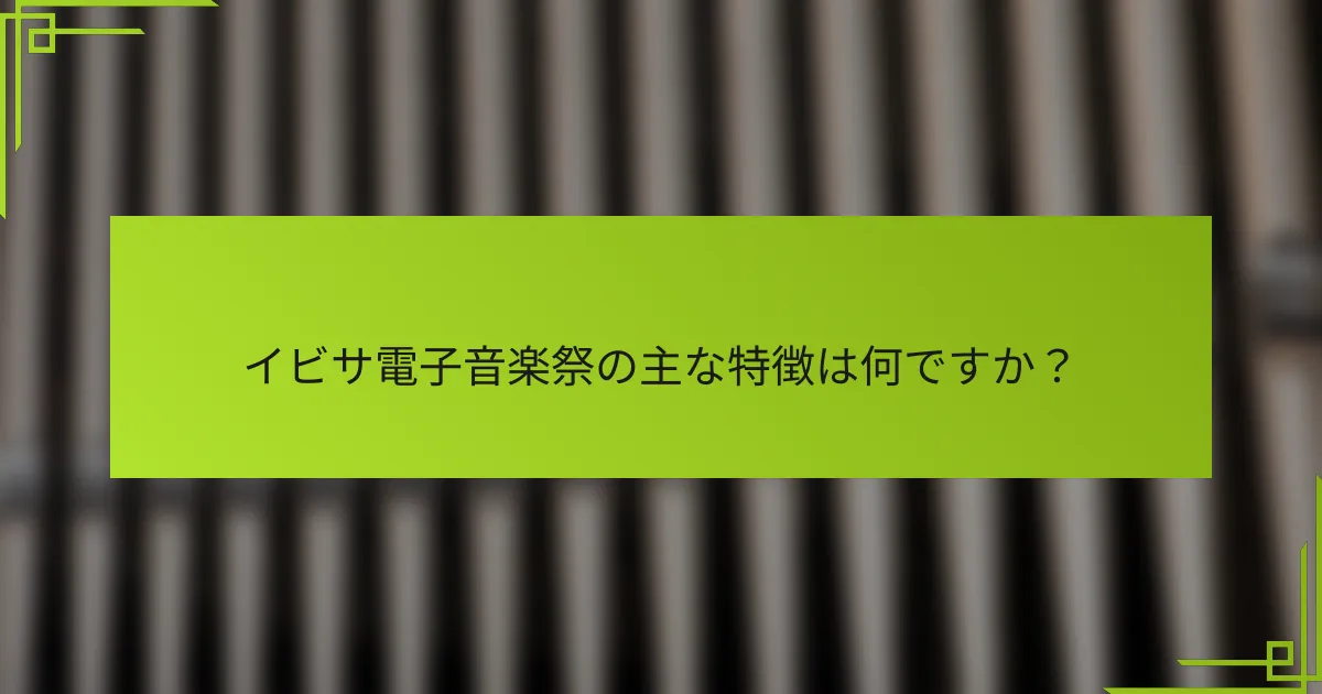 イビサ電子音楽祭の主な特徴は何ですか？