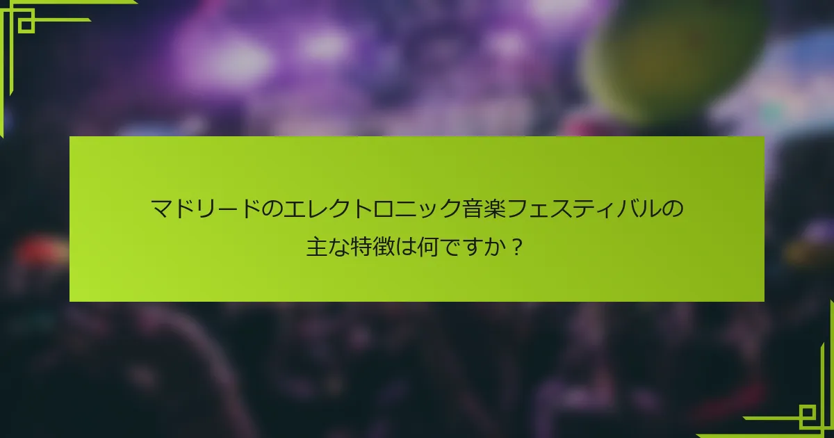 マドリードのエレクトロニック音楽フェスティバルの主な特徴は何ですか？